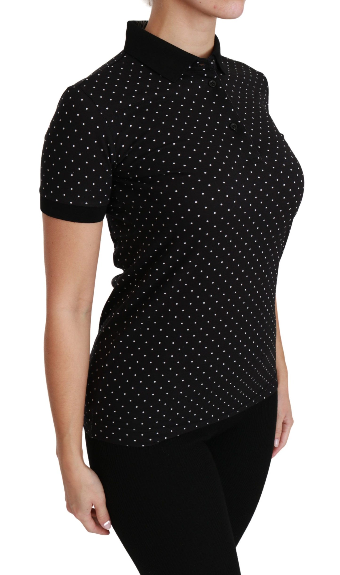 Dolce & Gabbana Elegant Sort Prikket Poloshirt