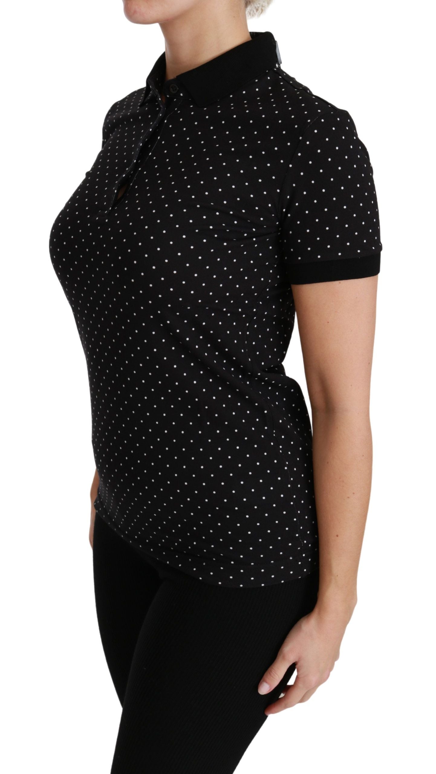 Dolce & Gabbana Elegant Sort Prikket Poloshirt