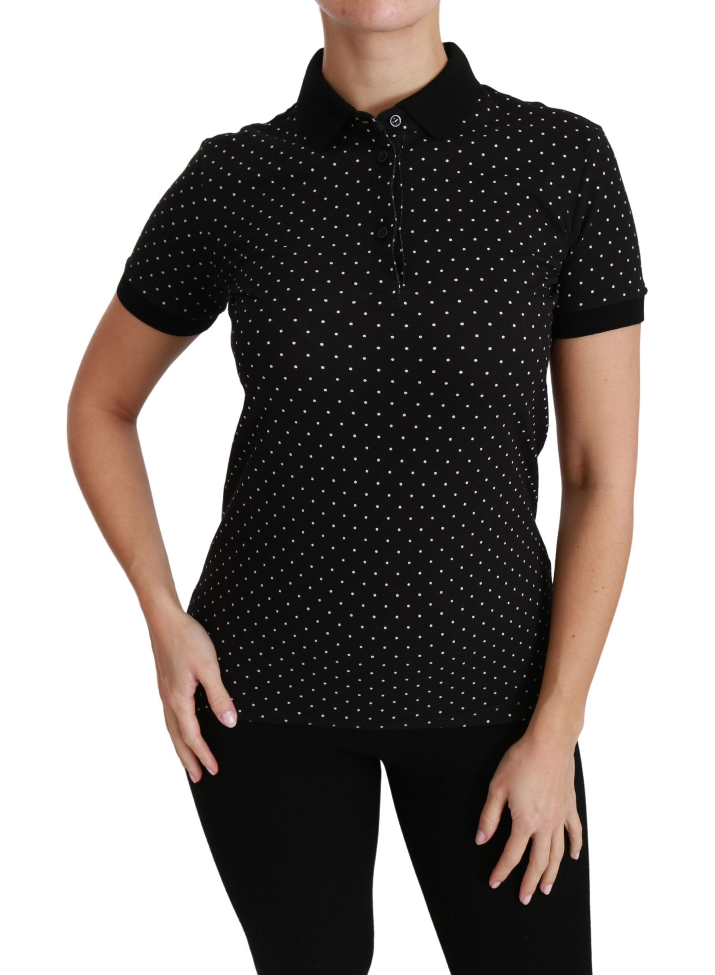 Dolce & Gabbana Elegant Sort Prikket Poloshirt