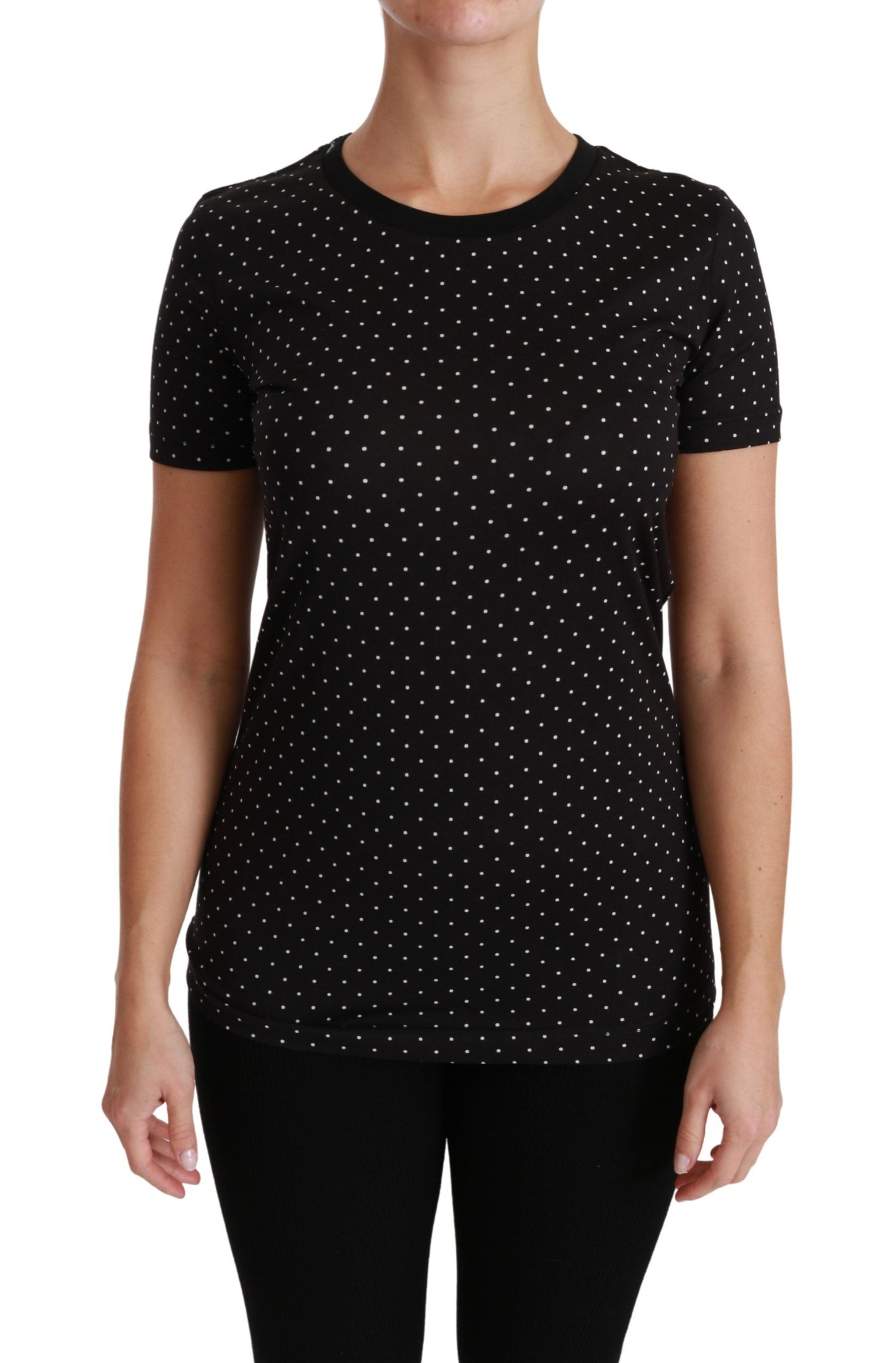Dolce & Gabbana Chic sort prikket rund hals bomuldstrøe