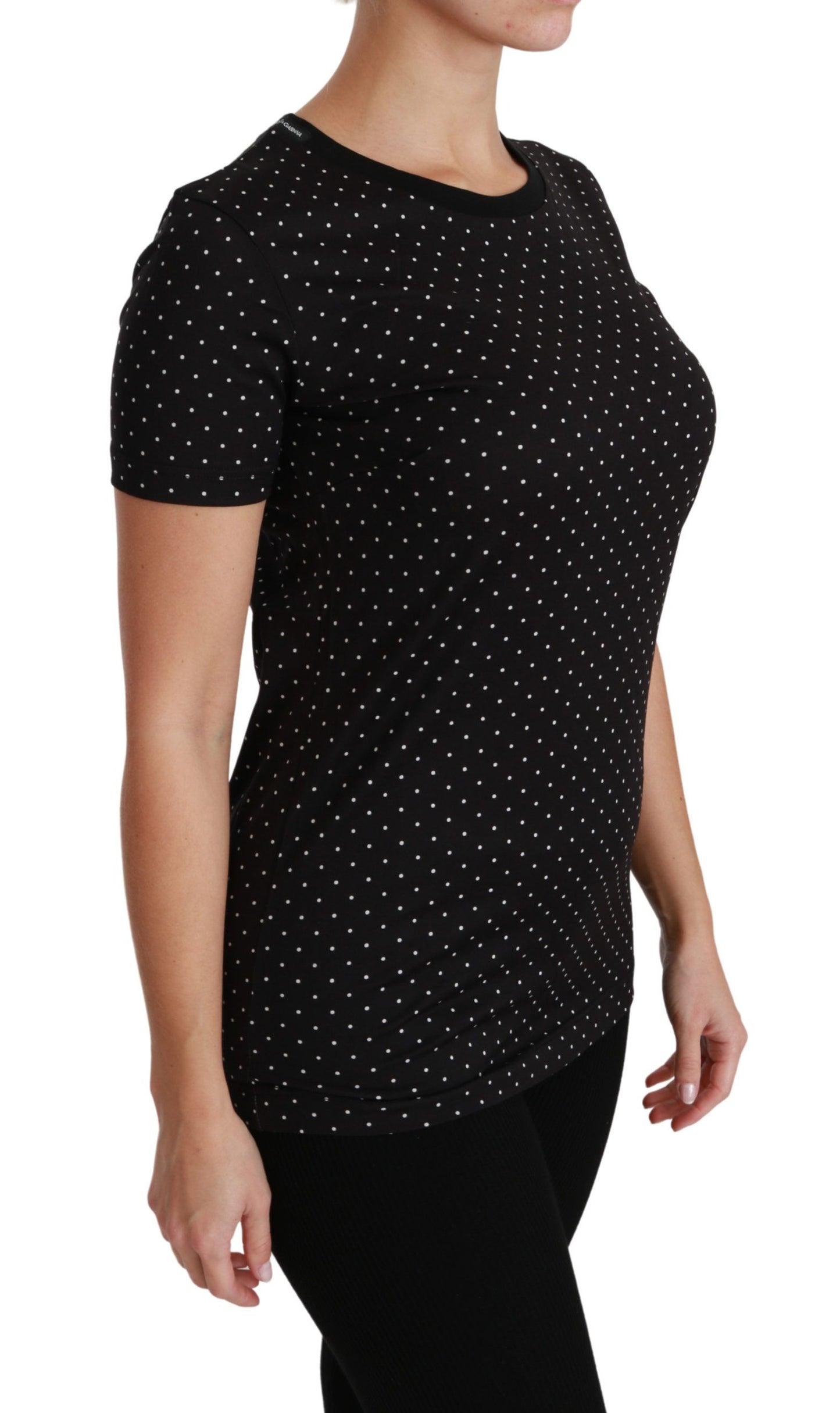 Dolce & Gabbana Chic sort prikket rund hals bomuldstrøe