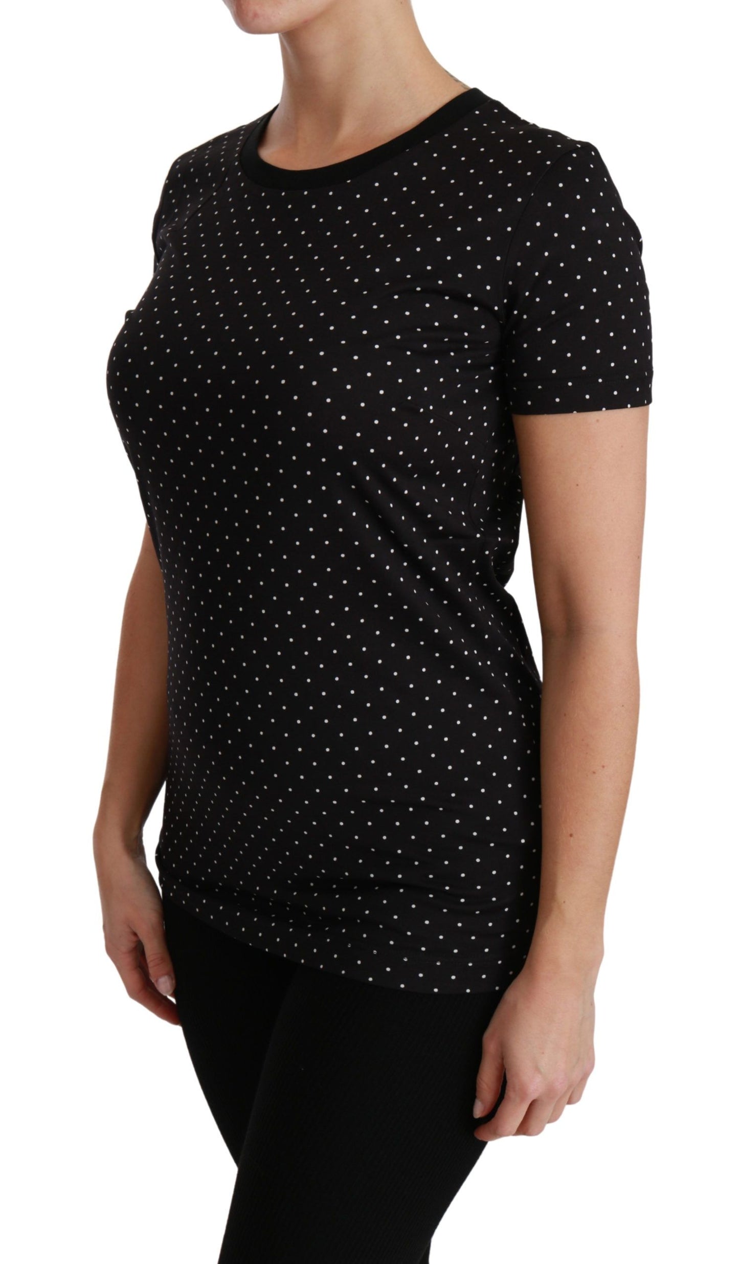 Dolce & Gabbana Chic sort prikket rund hals bomuldstrøe
