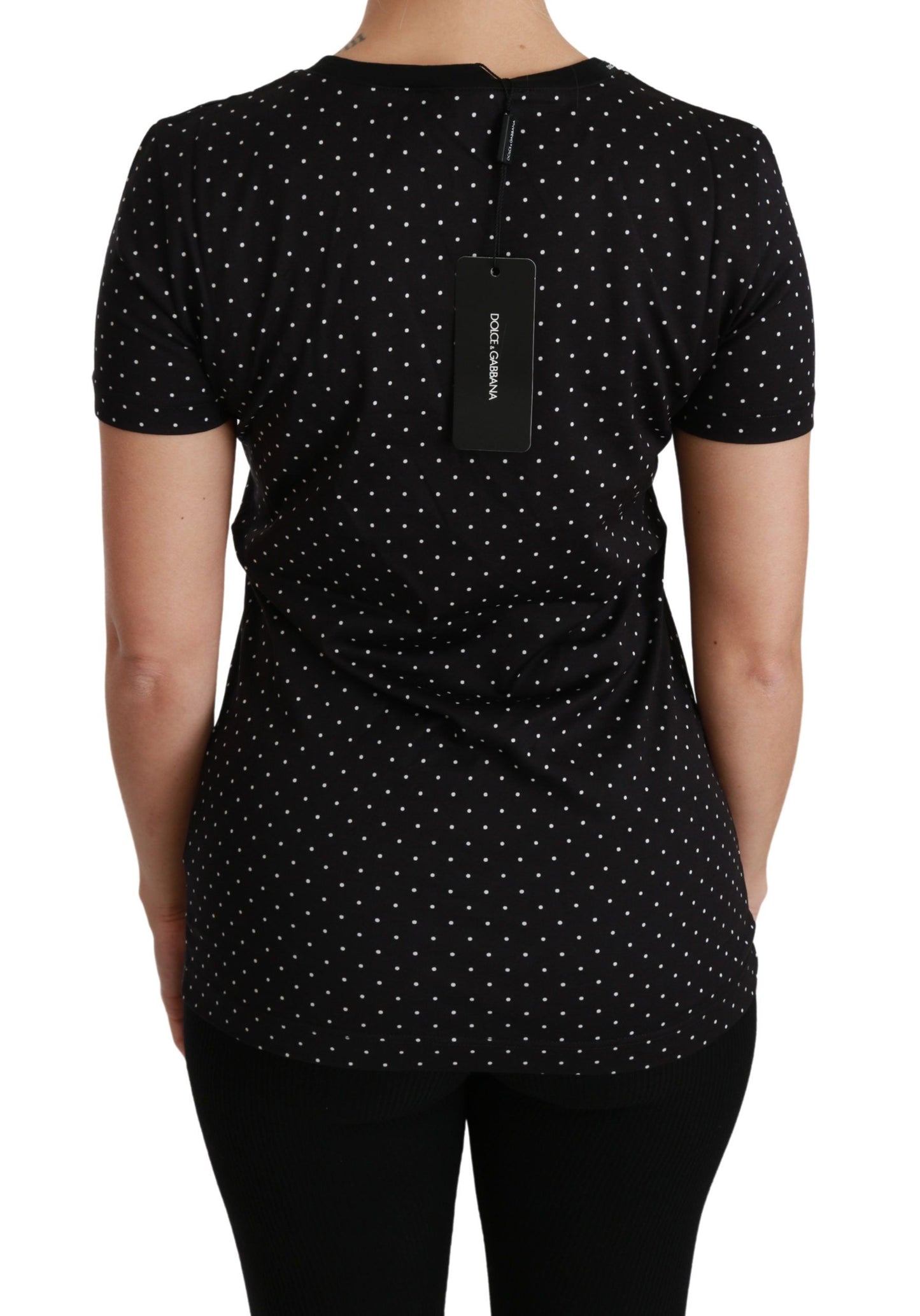 Dolce & Gabbana Chic sort prikket rund hals bomuldstrøe