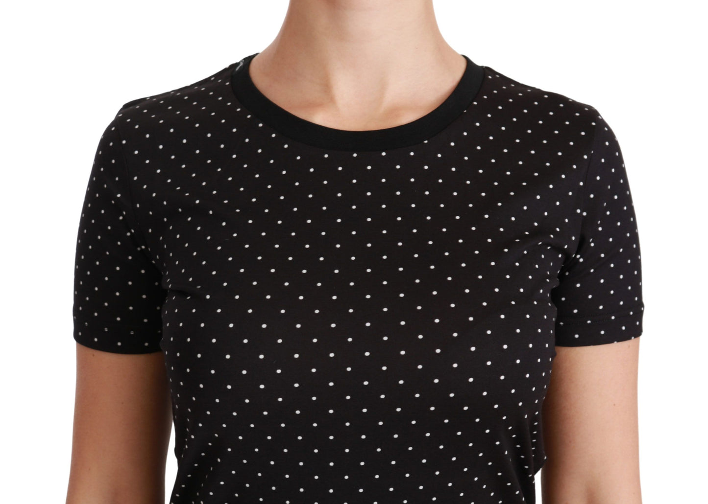 Dolce & Gabbana Chic sort prikket rund hals bomuldstrøe