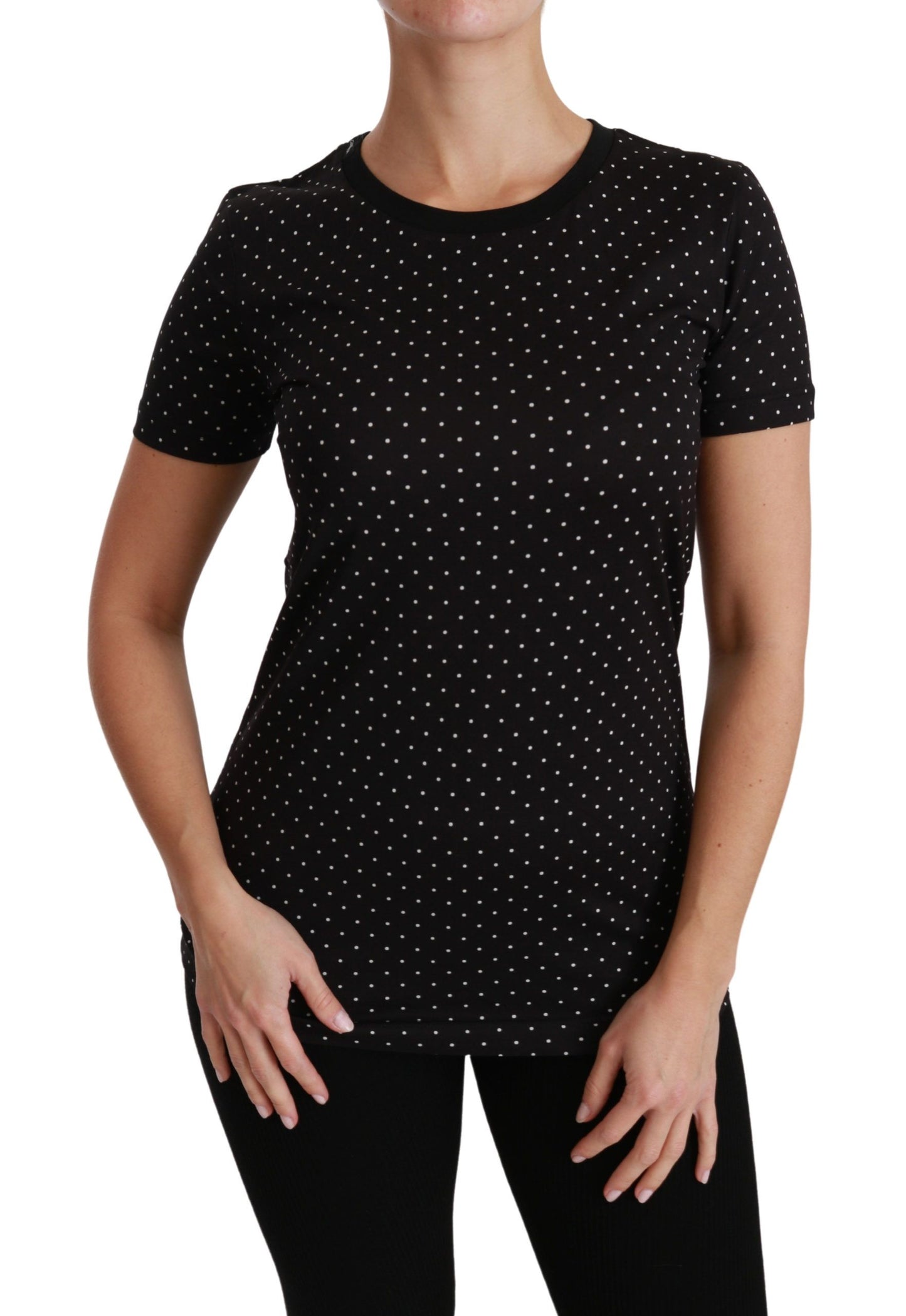 Dolce & Gabbana Chic sort prikket rund hals bomuldstrøe
