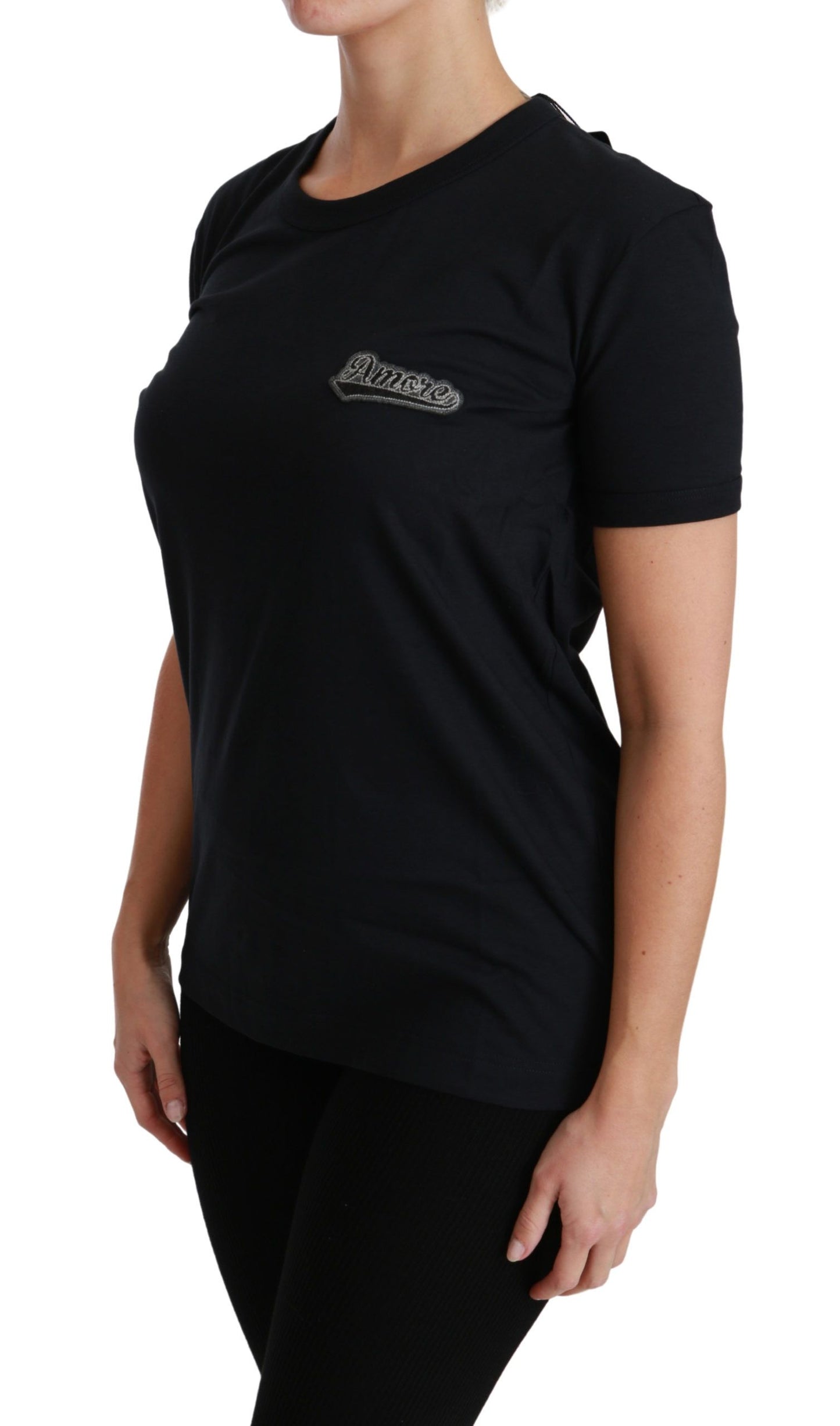 Dolce & Gabbana Elegant Crewneck Blå Amore T-shirt