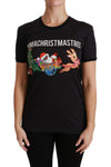 Dolce & Gabbana Sort bomulds-T-shirt med rund hals og unikt print