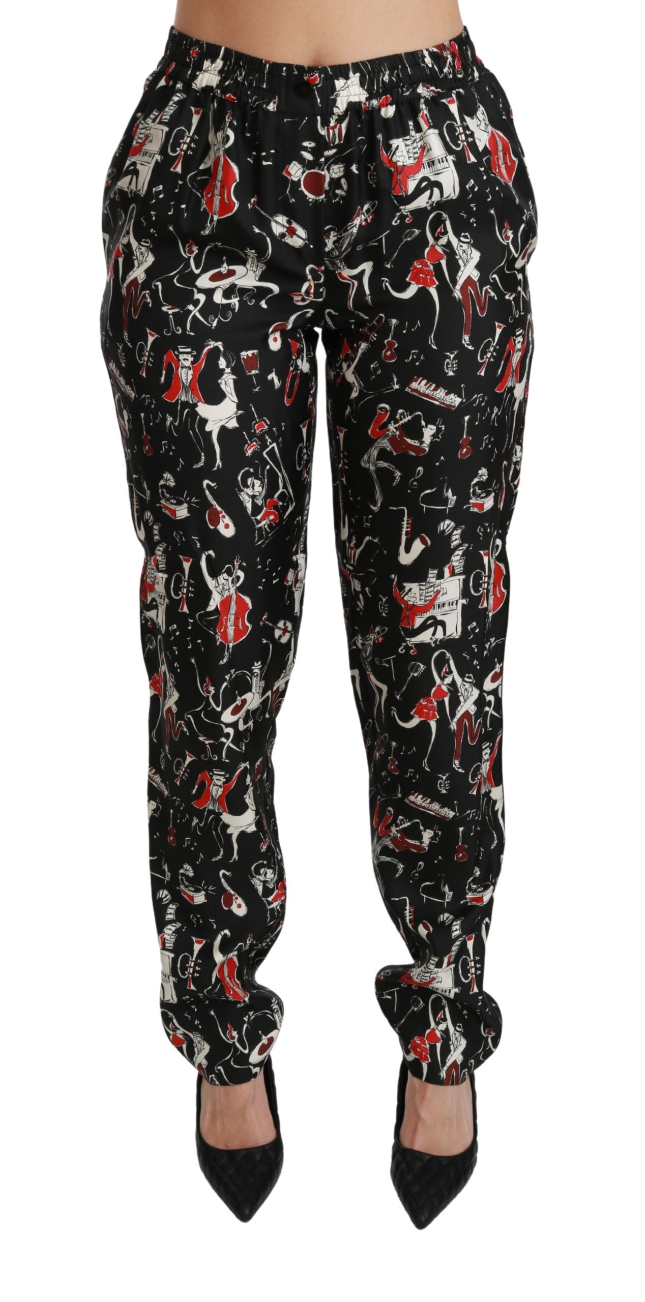 Dolce & Gabbana Sleek Silk Slim-Fit Mid-Waist Bukser