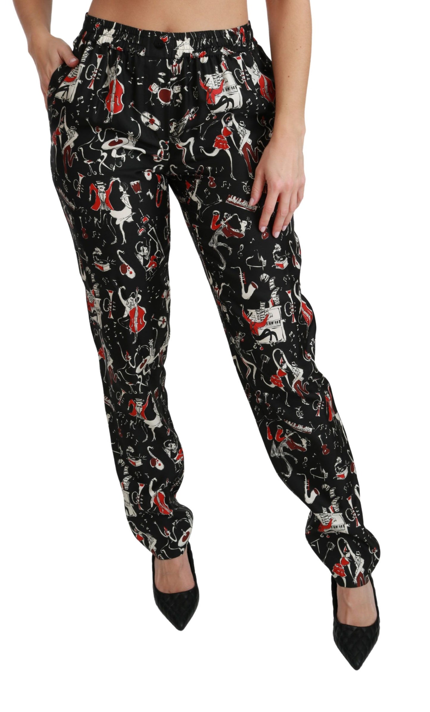 Dolce & Gabbana Sleek Silk Slim-Fit Mid-Waist Bukser