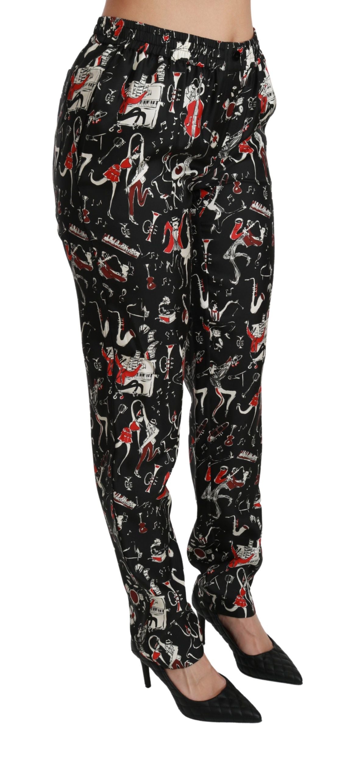 Dolce & Gabbana Sleek Silk Slim-Fit Mid-Waist Bukser