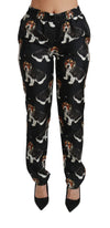 Dolce & Gabbana Elegante Silkebukser med Hundeprint