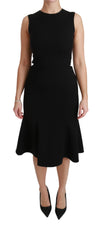 Dolce & Gabbana Elegant Sort Fit Flare Kjole i Uldblanding