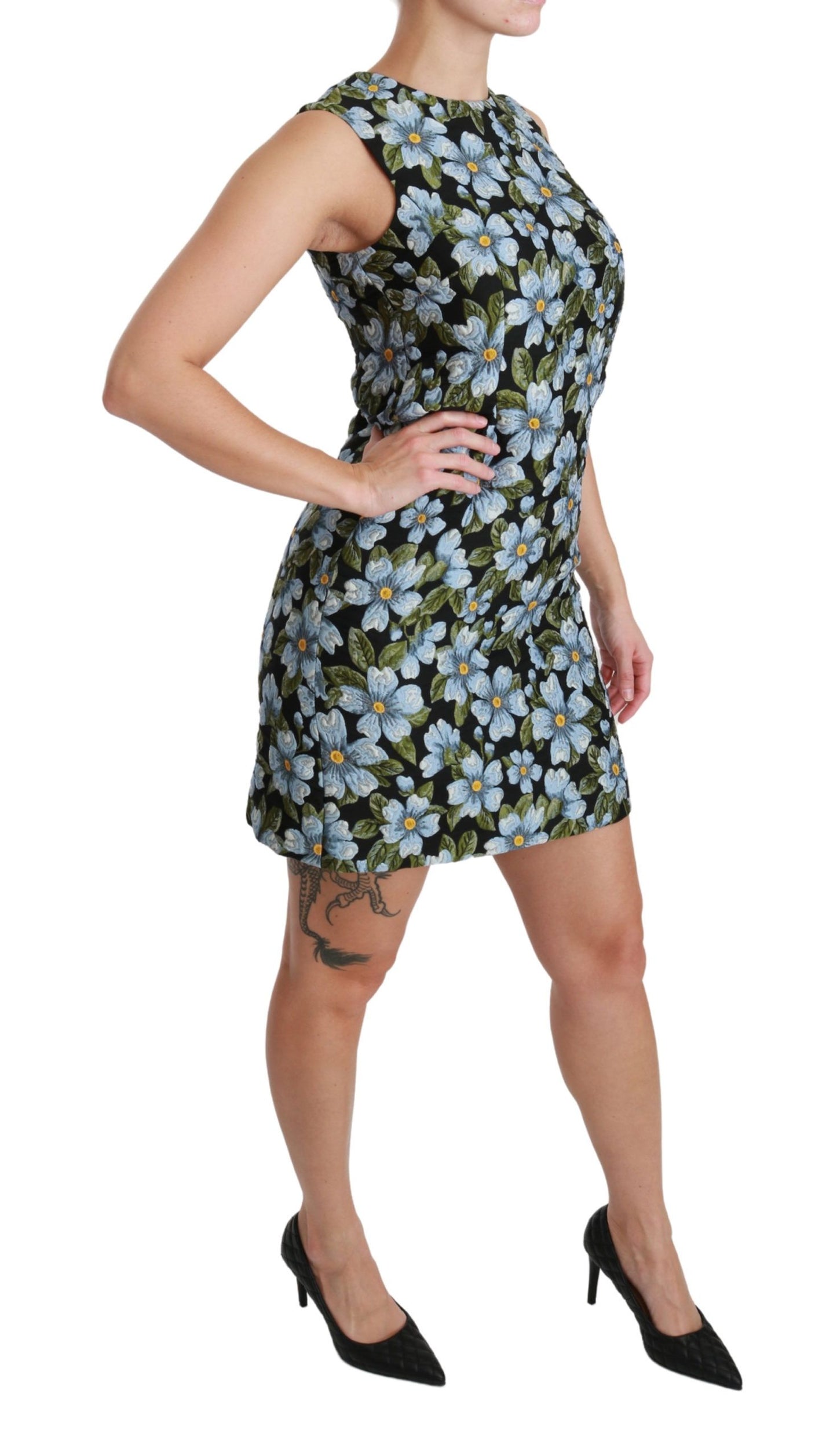 Dolce & Gabbana Elegant Blomster Mini Shiftkjole