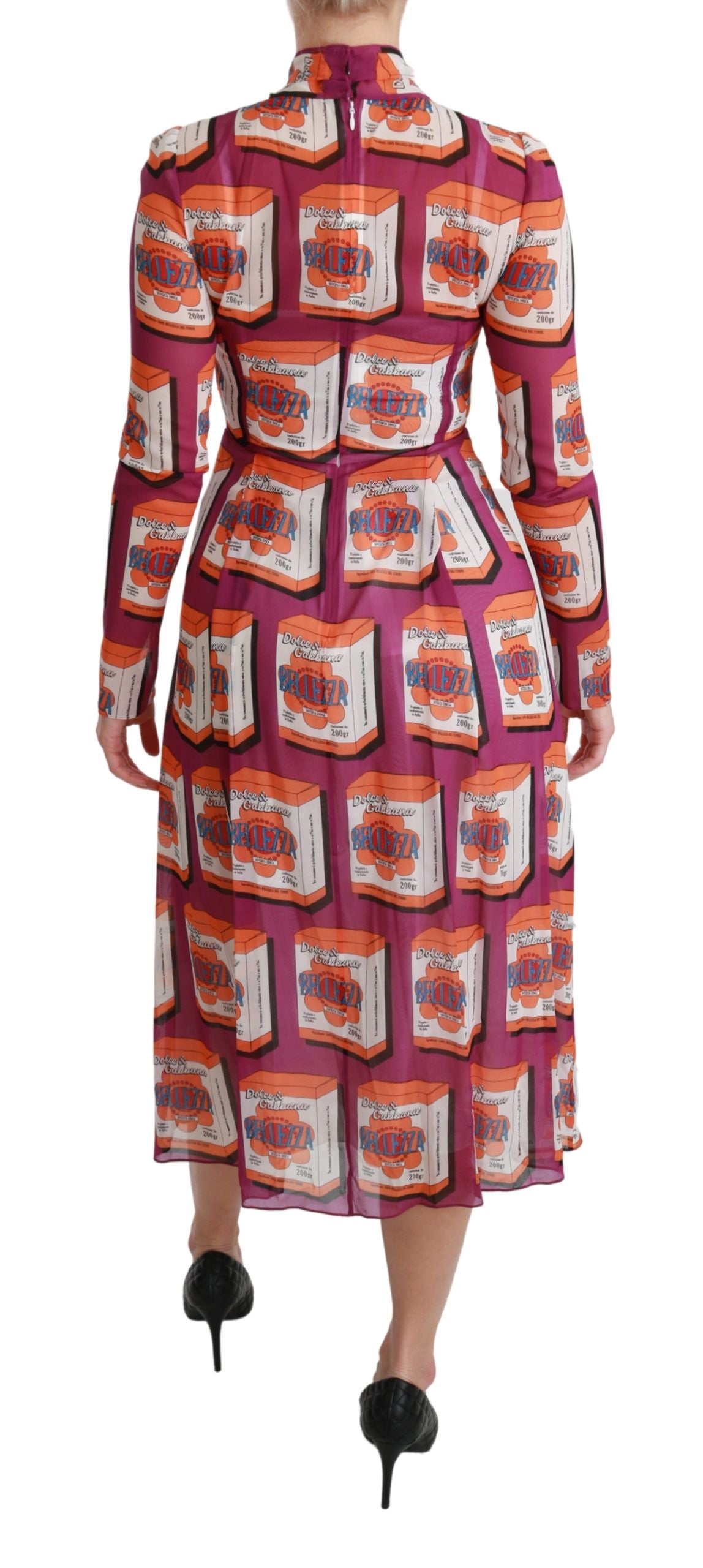Dolce & Gabbana Elegant Bellezza Print Silk Maxi Kjole