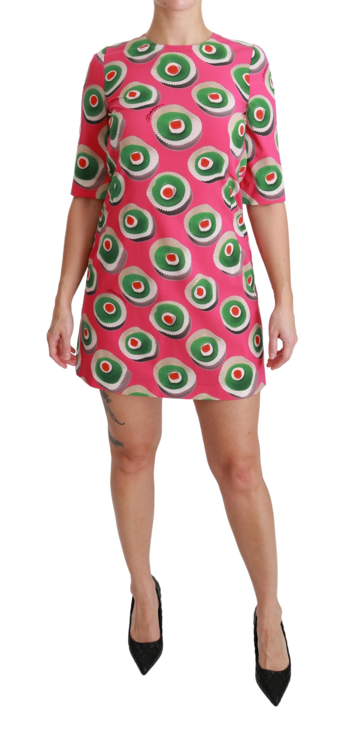 Dolce & Gabbana Pink Sicily Cupcake Shift Minikjole