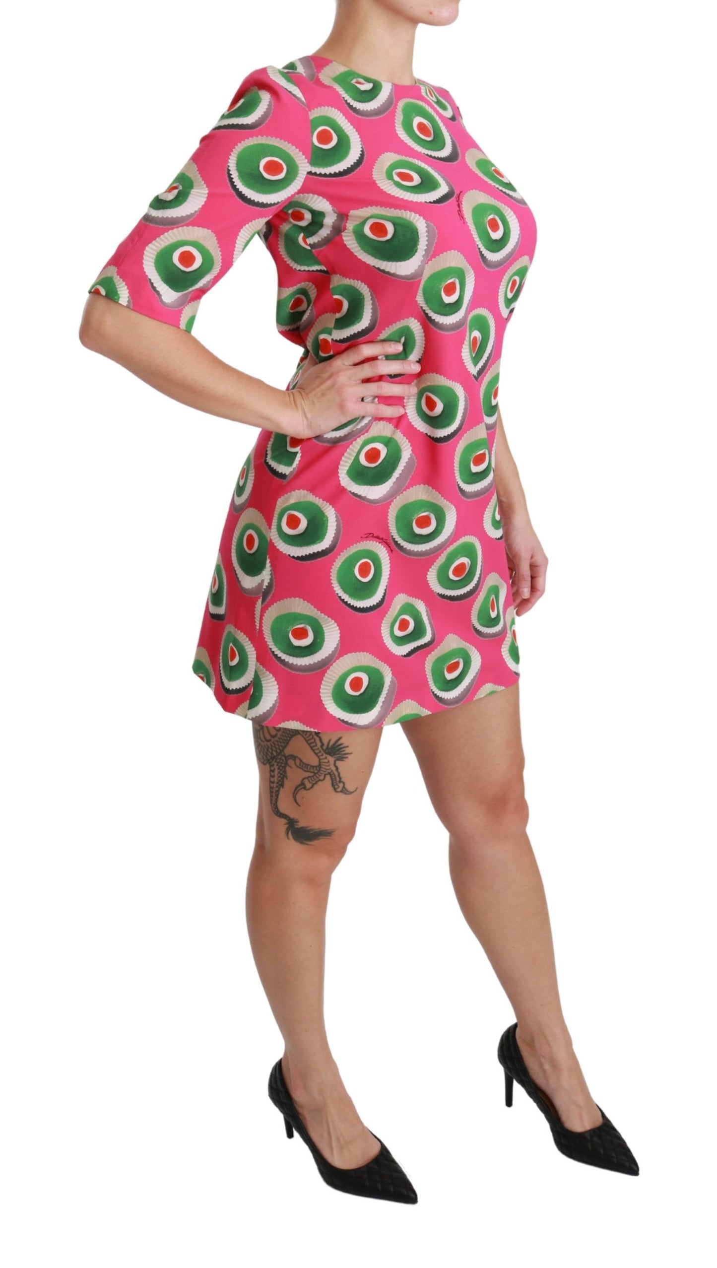 Dolce & Gabbana Pink Sicily Cupcake Shift Minikjole