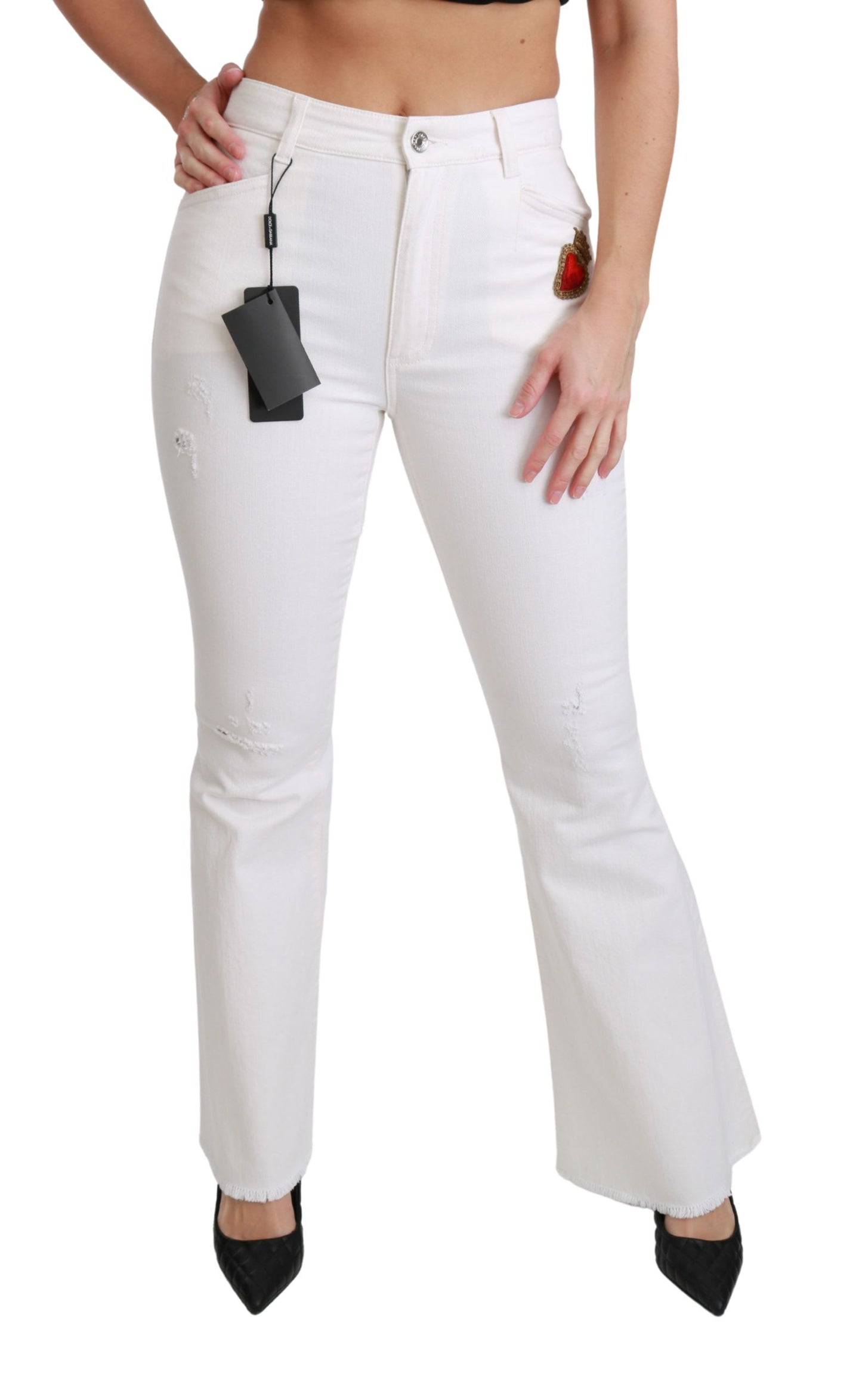 Dolce & Gabbana Chic Flared Mid Waist Broderet Bukser