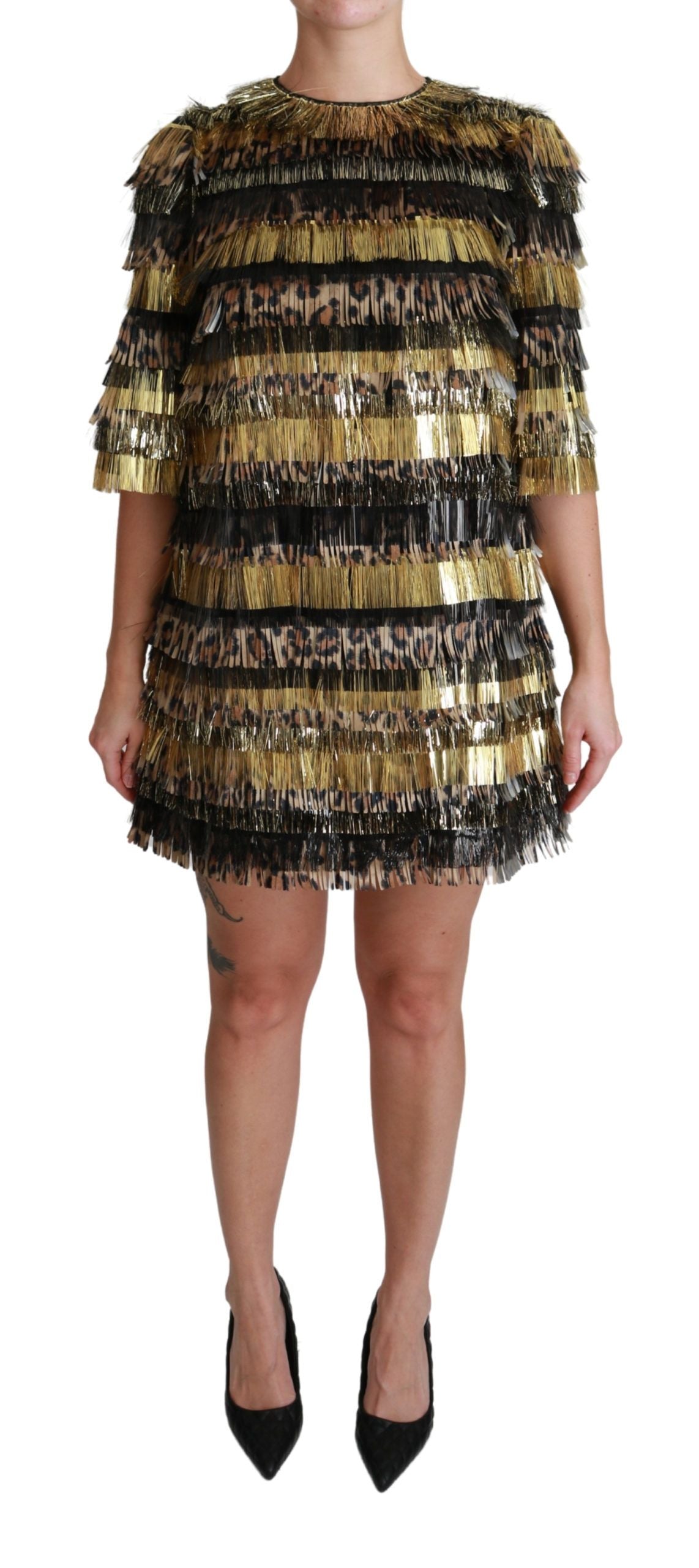 Dolce & Gabbana Elegant Sheath Mini Leopardkjole