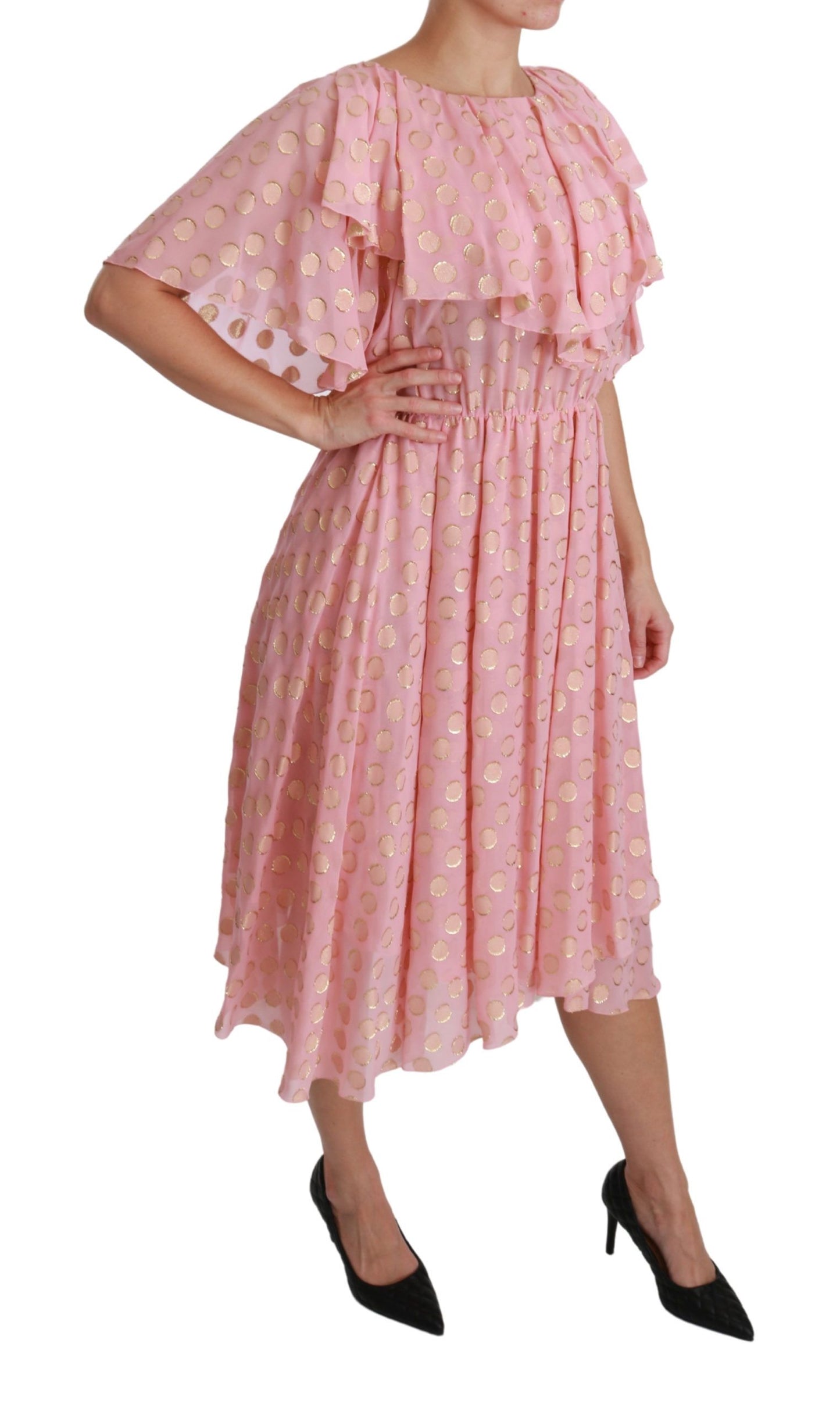 Dolce & Gabbana Elegant Plisseret Midi A-Line Kjole