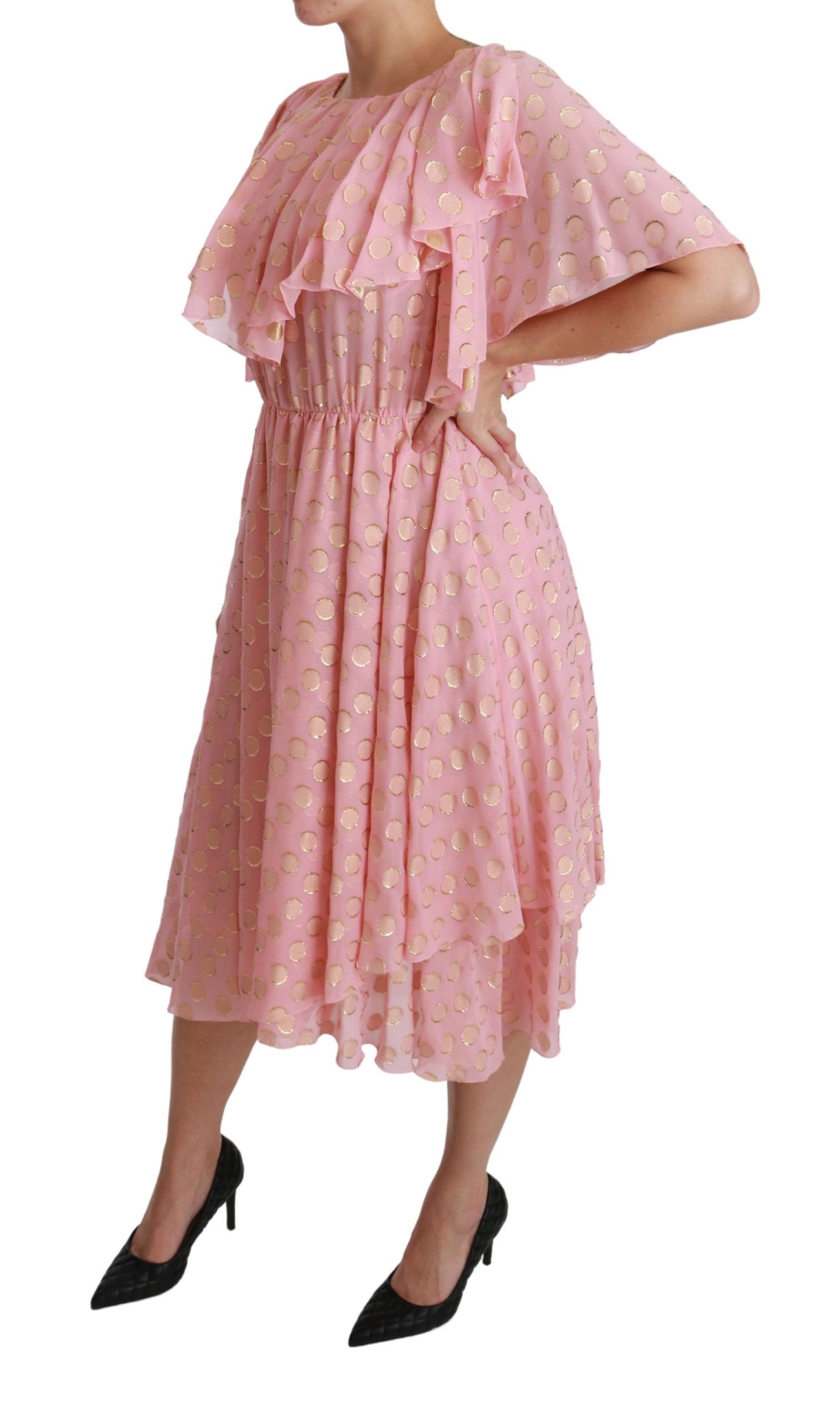 Dolce & Gabbana Elegant Plisseret Midi A-Line Kjole
