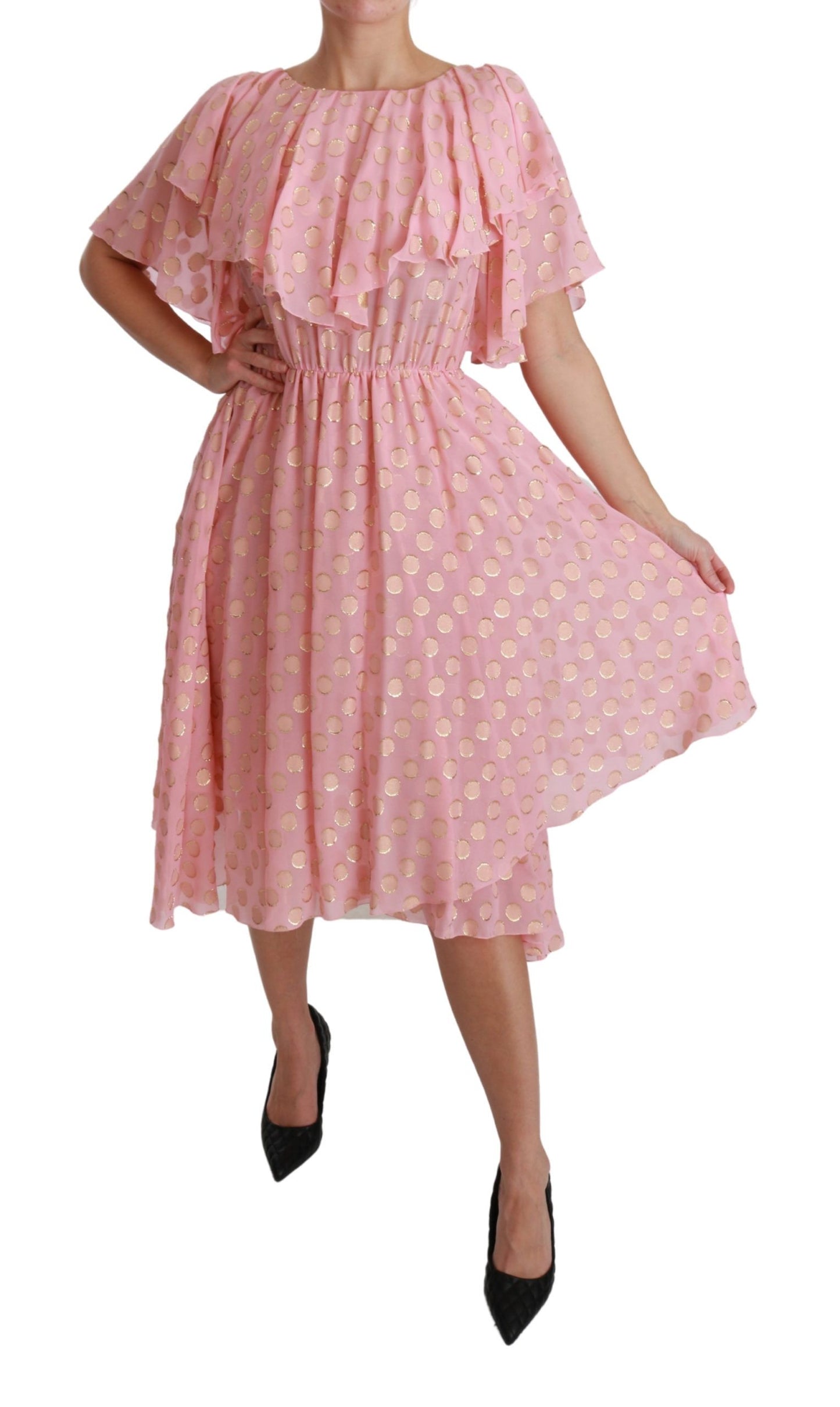 Dolce & Gabbana Elegant Plisseret Midi A-Line Kjole