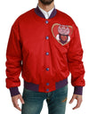Dolce & Gabbana Vibrant Red Bomberjakke med Multifarvet Motiv