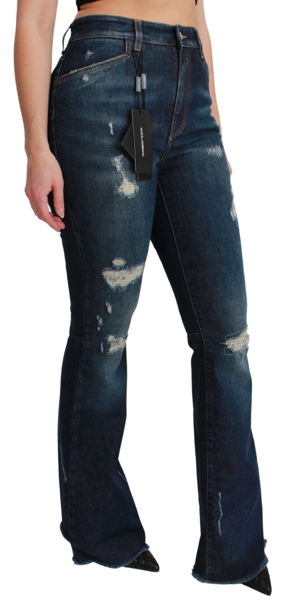 Dolce & Gabbana Chic Højtaljet Flare Denim Queen Broderi