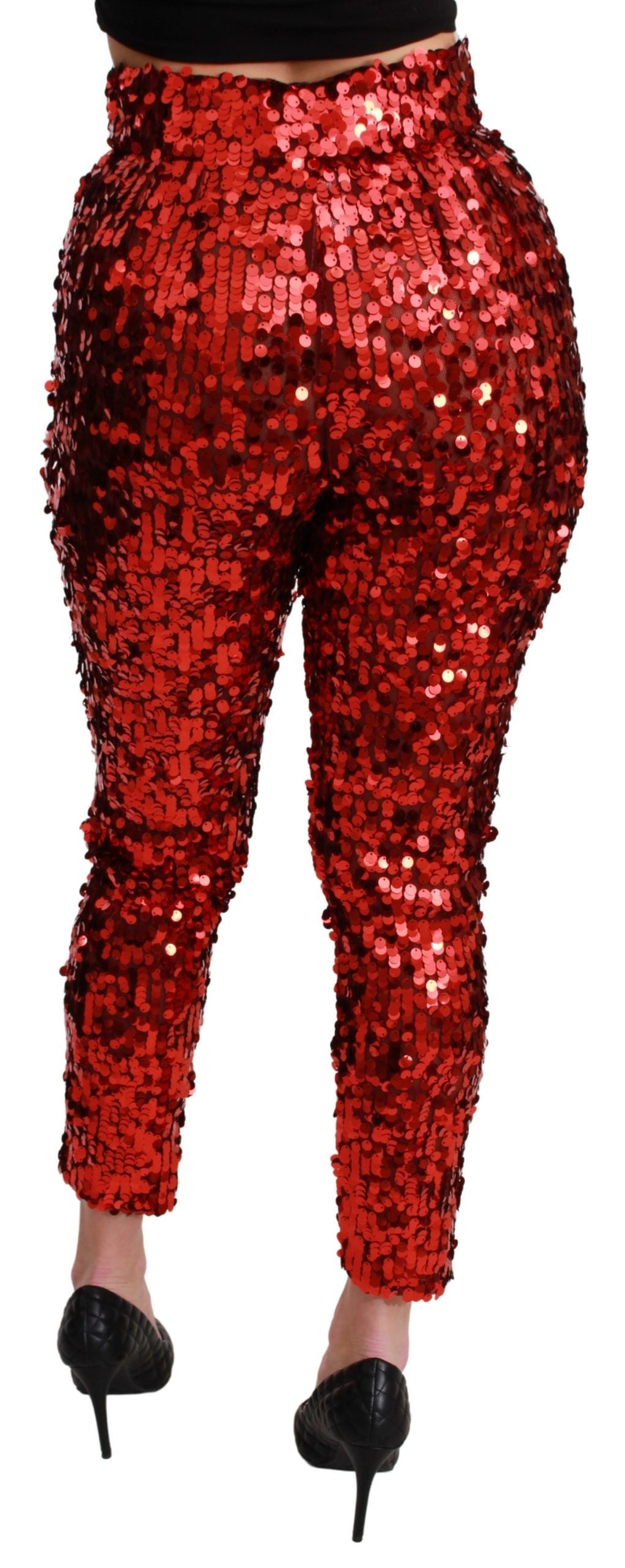 Dolce & Gabbana Elegante Højtaljede Cropped Røde Bukser