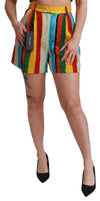 Dolce & Gabbana Flerfarvede Stribede Shorts med Høj Talje