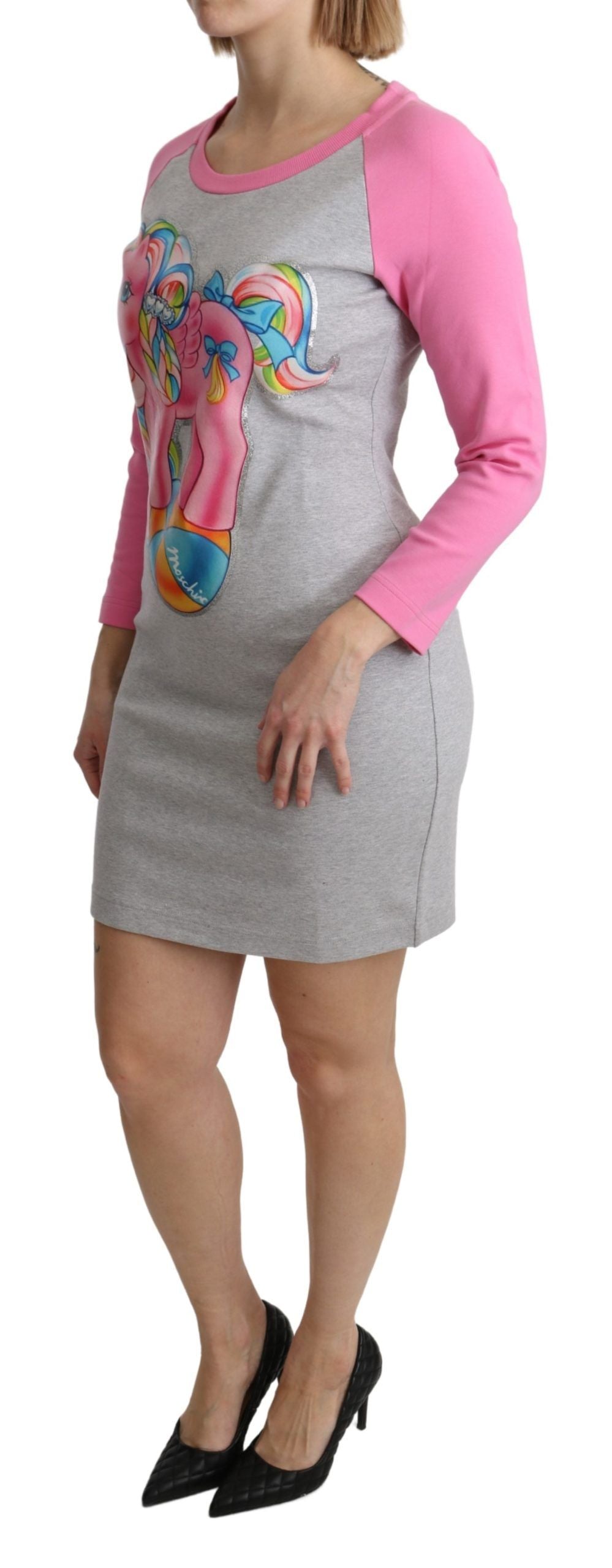 Chic grå Moschino sweaterkjole i bomuldsblanding