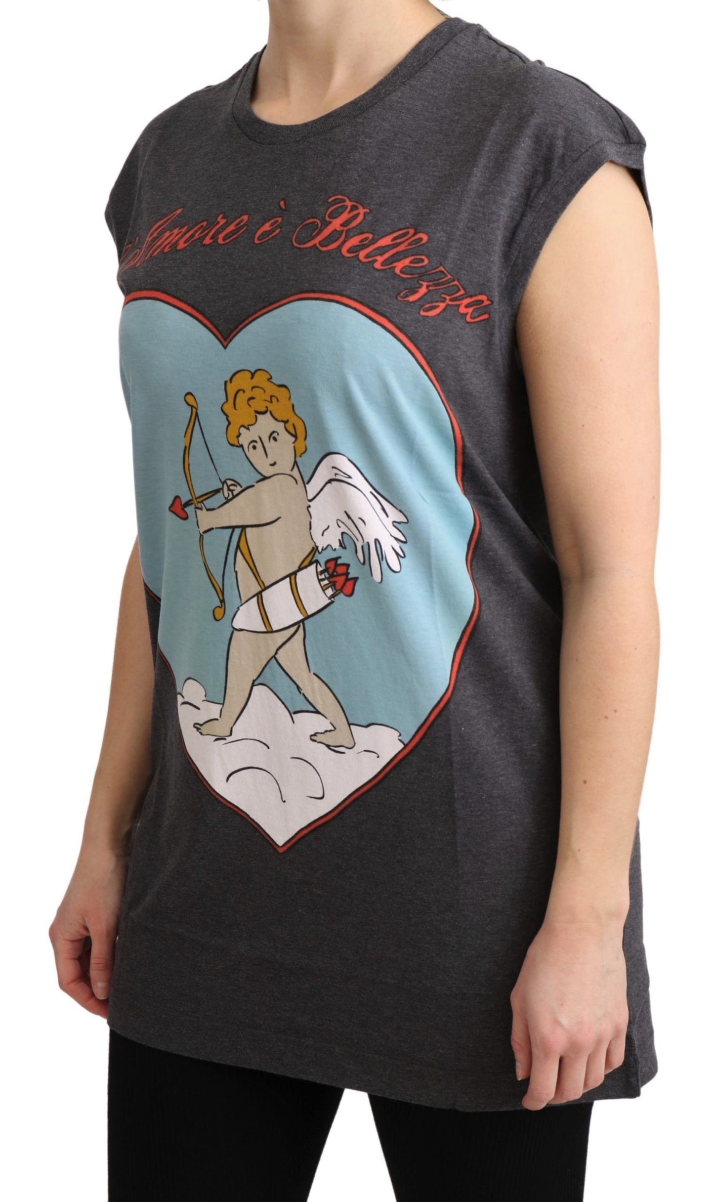 Dolce & Gabbana Elegant Grå Bomuld T-shirt med Korte Ærmer