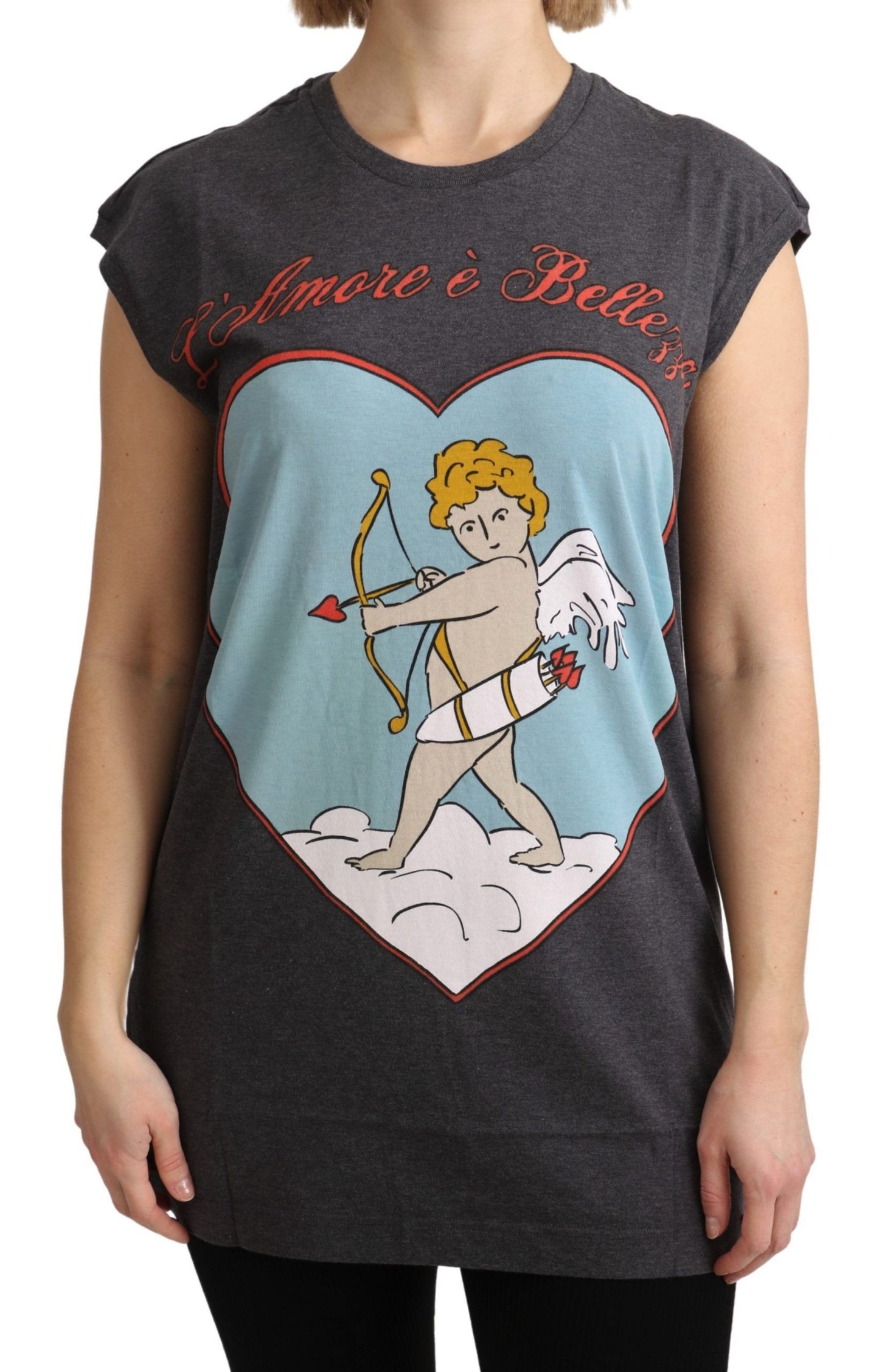 Dolce & Gabbana Elegant Grå Bomuld T-shirt med Korte Ærmer
