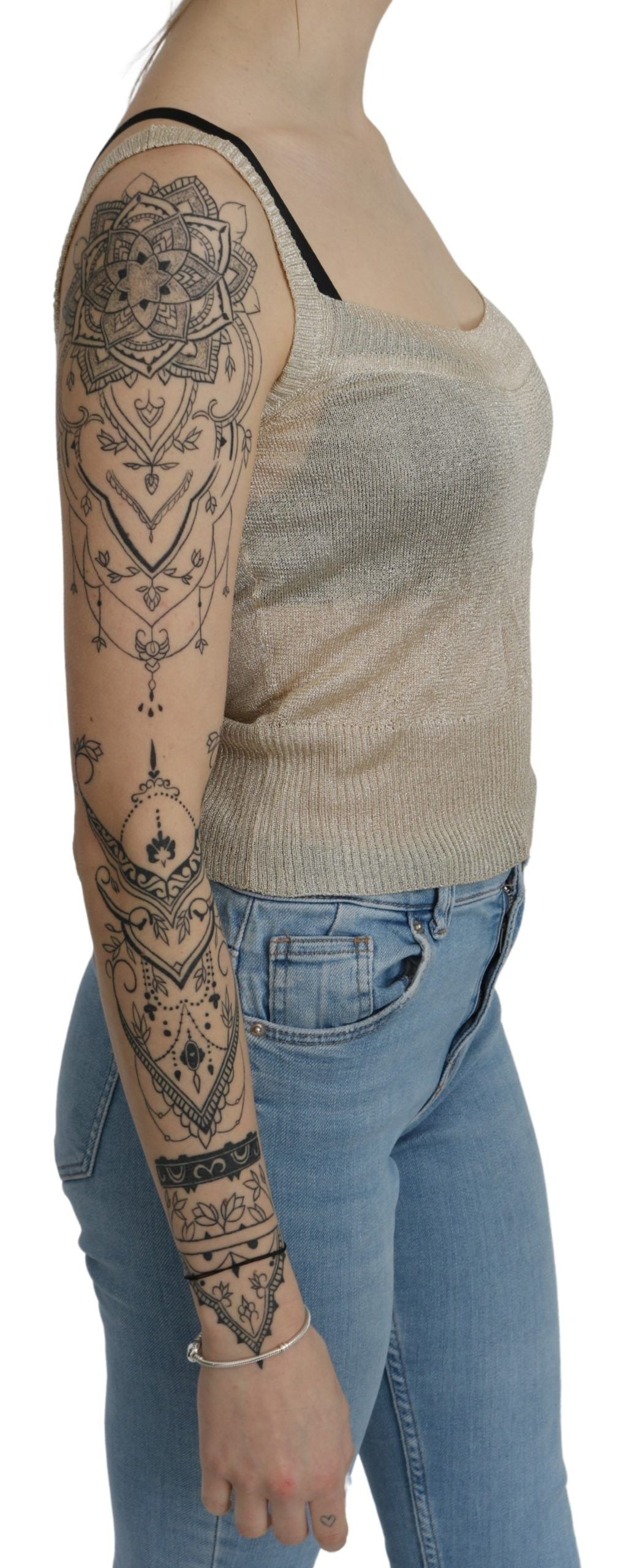 BYBLOS Elegant Beige Ærmeløs Tanktop Med Spaghettistropper