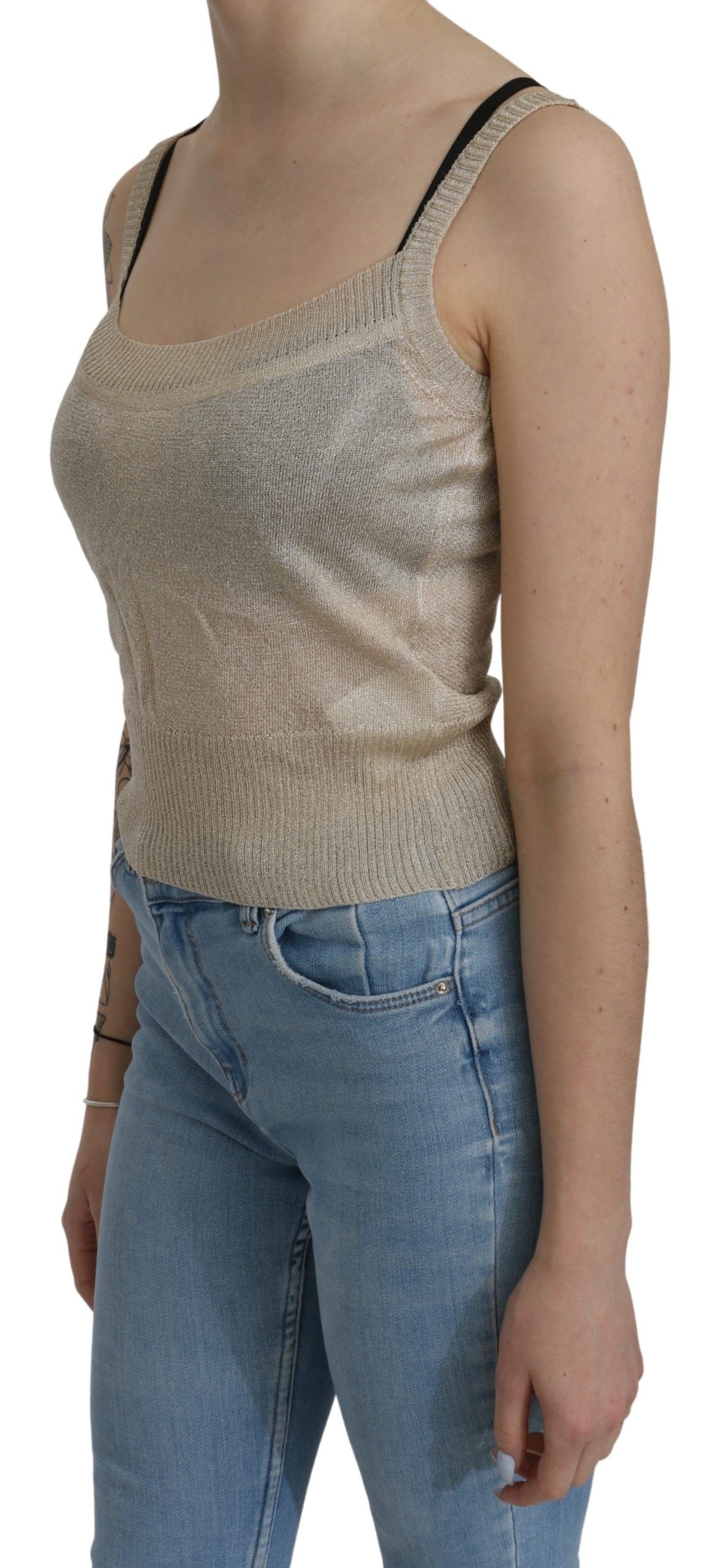BYBLOS Elegant Beige Ærmeløs Tanktop Med Spaghettistropper