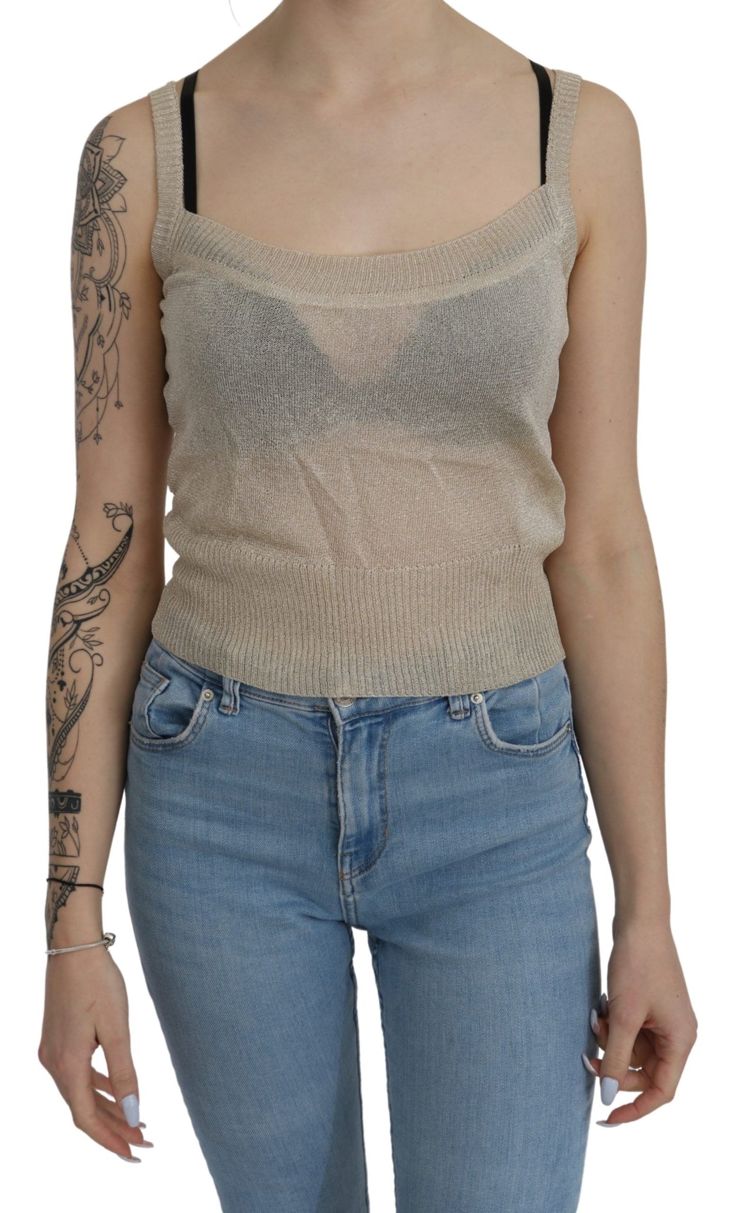BYBLOS Elegant Beige Ærmeløs Tanktop Med Spaghettistropper