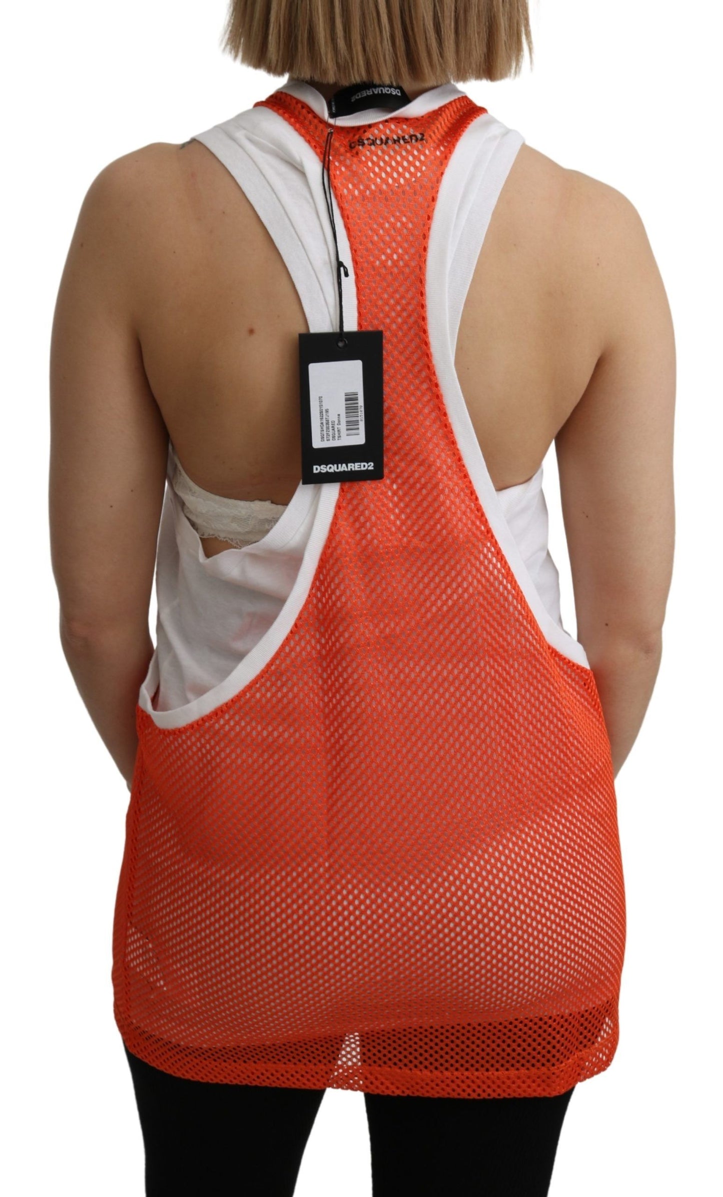 Dsquared² Elegant Ærmeløs Bomuldstantertop i Orange