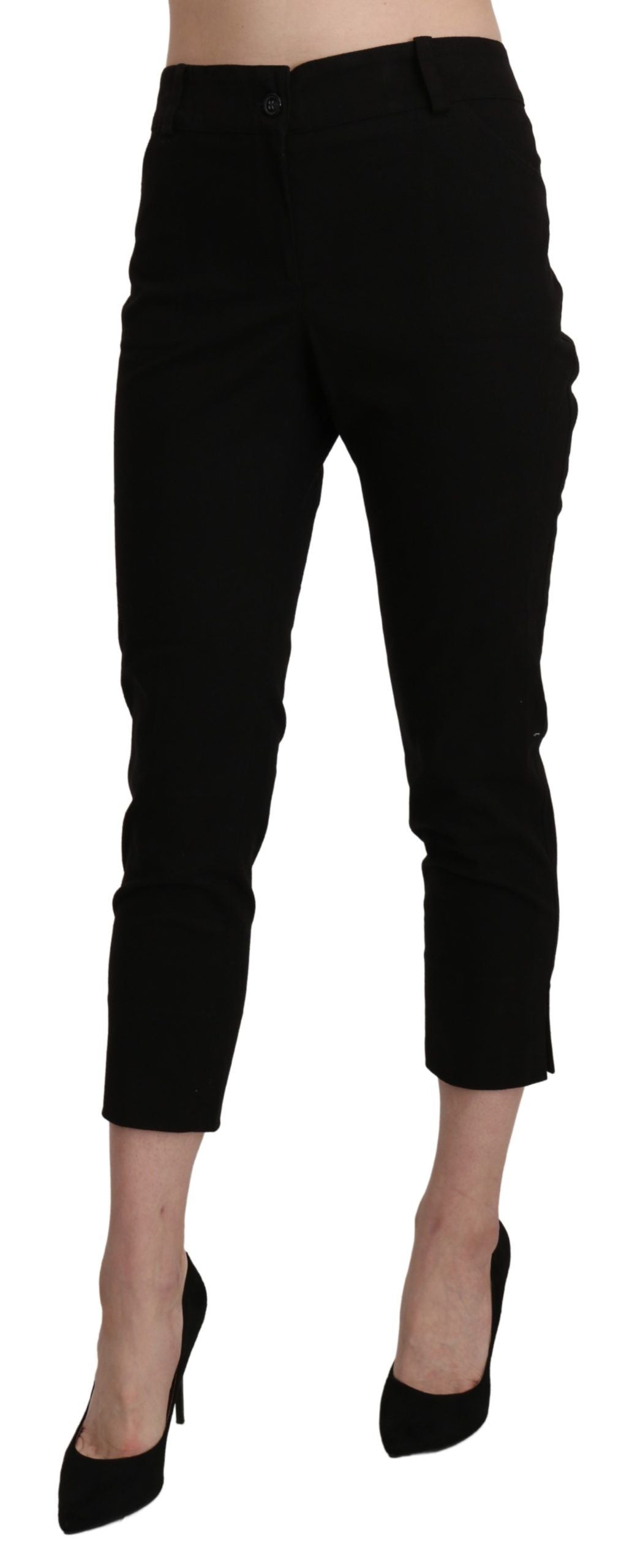 BENCIVENGA Elegante Sorte Højtaljede Cropped Bukser
