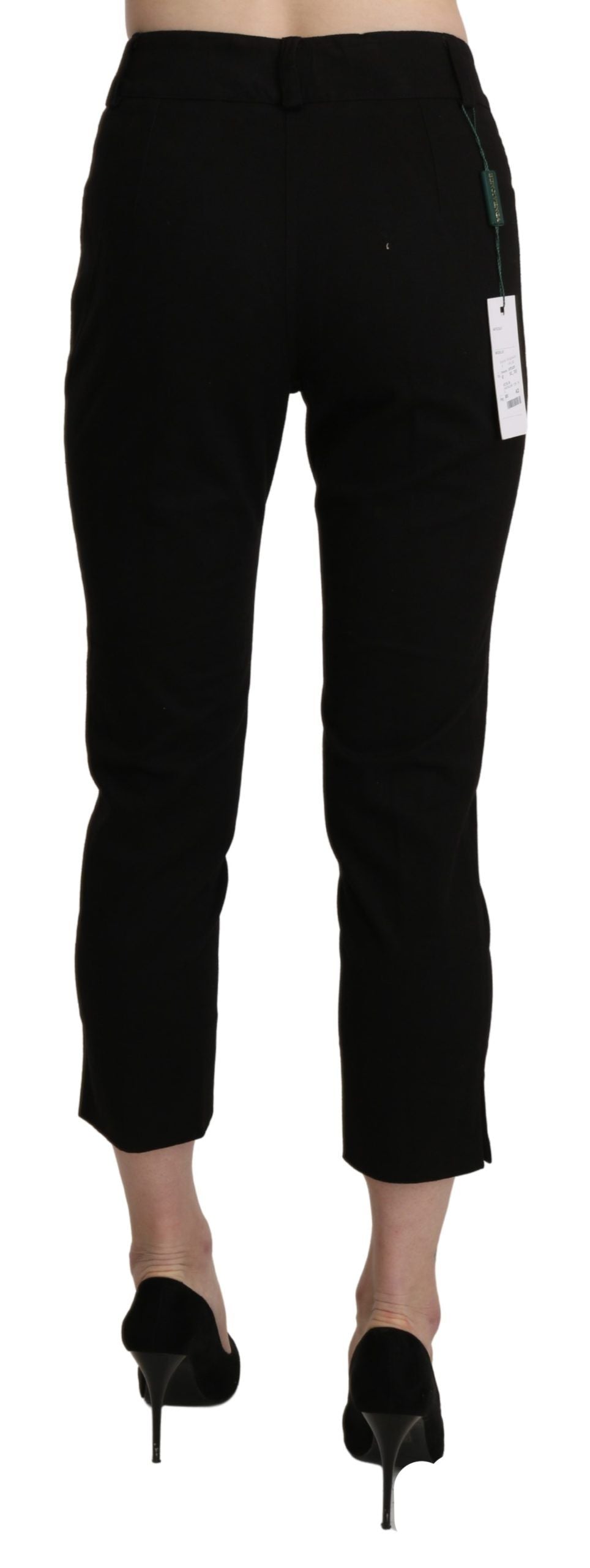 BENCIVENGA Elegante Sorte Højtaljede Cropped Bukser