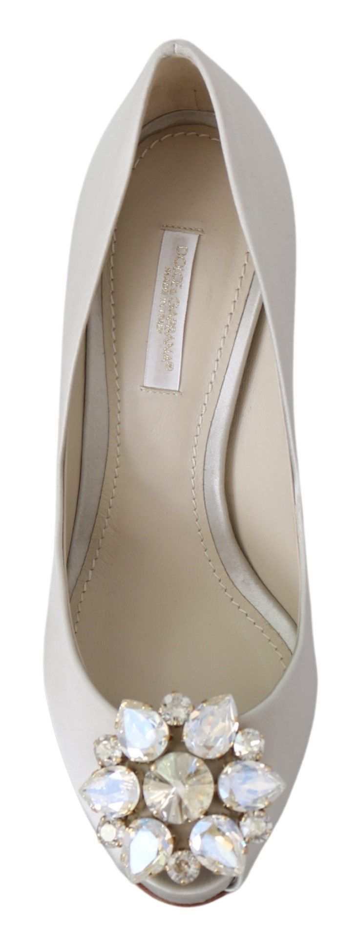 Dolce & Gabbana Hvide Krystal Peep Toe Silkeblandingshæle