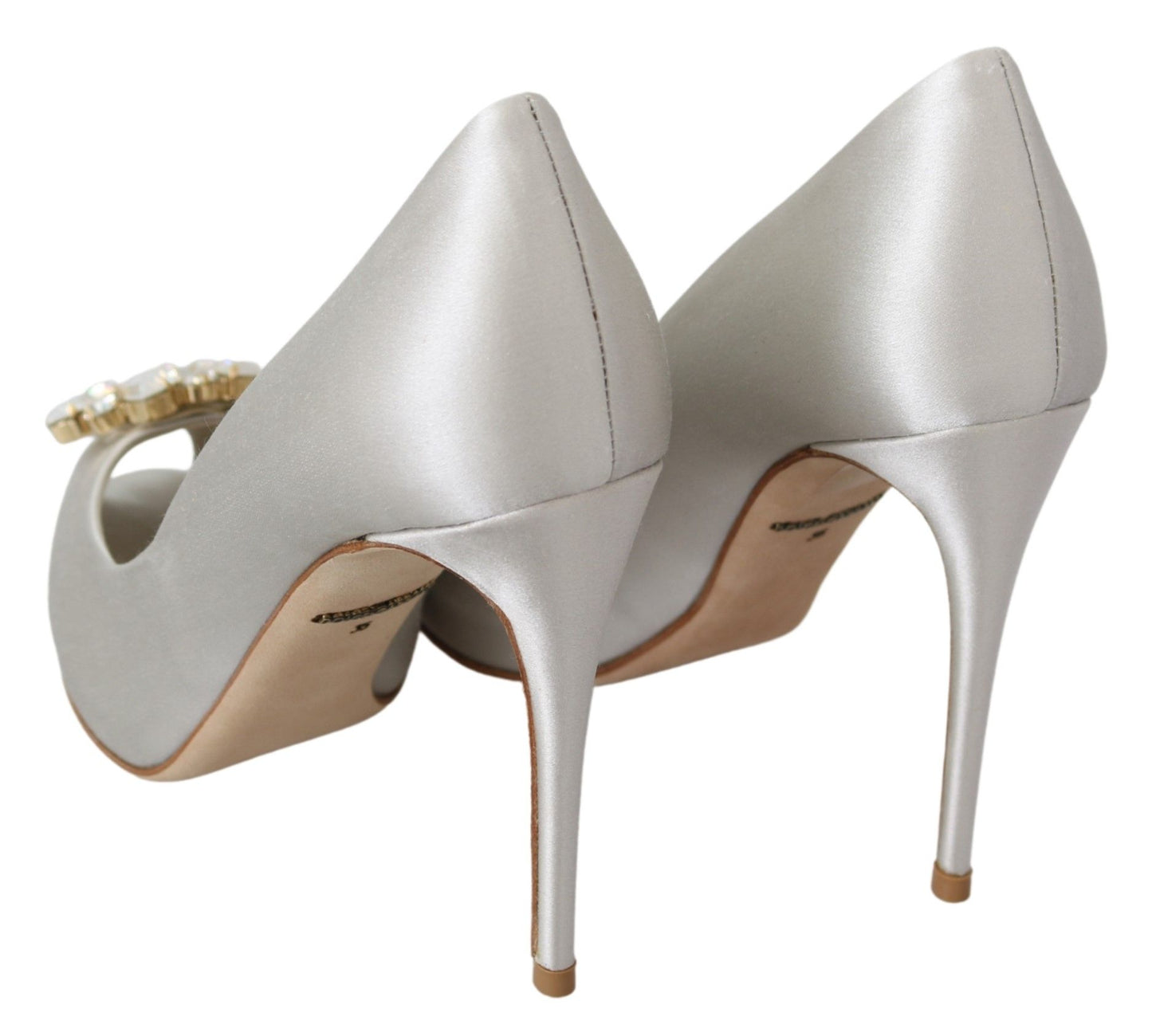 Dolce & Gabbana Hvide Krystal Peep Toe Silkeblandingshæle
