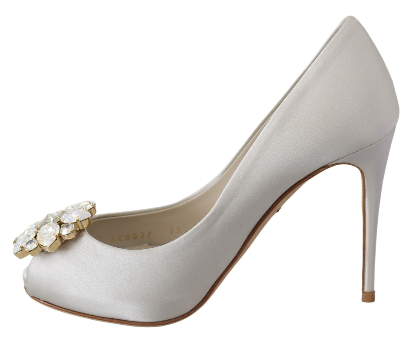 Dolce & Gabbana Hvide Krystal Peep Toe Silkeblandingshæle