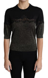 Dolce & Gabbana Elegant Lurex Jerseybluse med blondedetaljer
