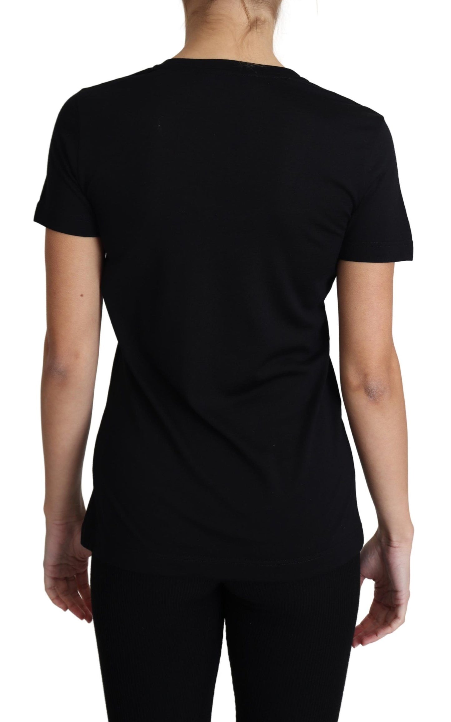 Dolce & Gabbana Elegant Sort Uld T-shirt med Rund Hals
