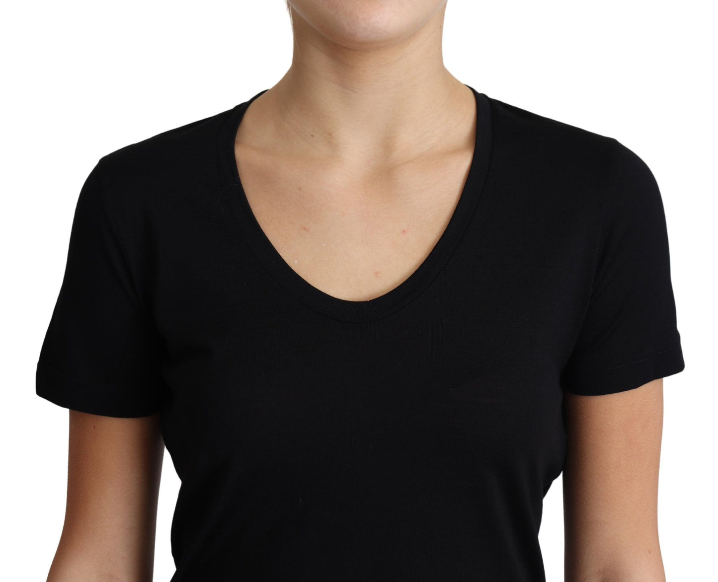 Dolce & Gabbana Elegant Sort Uld T-shirt med Rund Hals