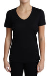 Dolce & Gabbana Elegant Sort Uld T-shirt med Rund Hals