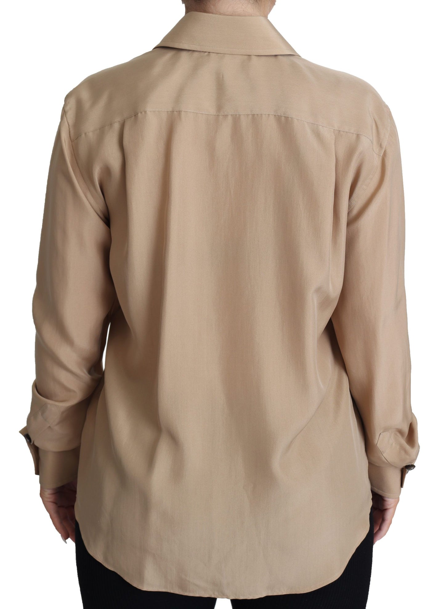 Dolce & Gabbana Elegant Beige Silkeskjorte