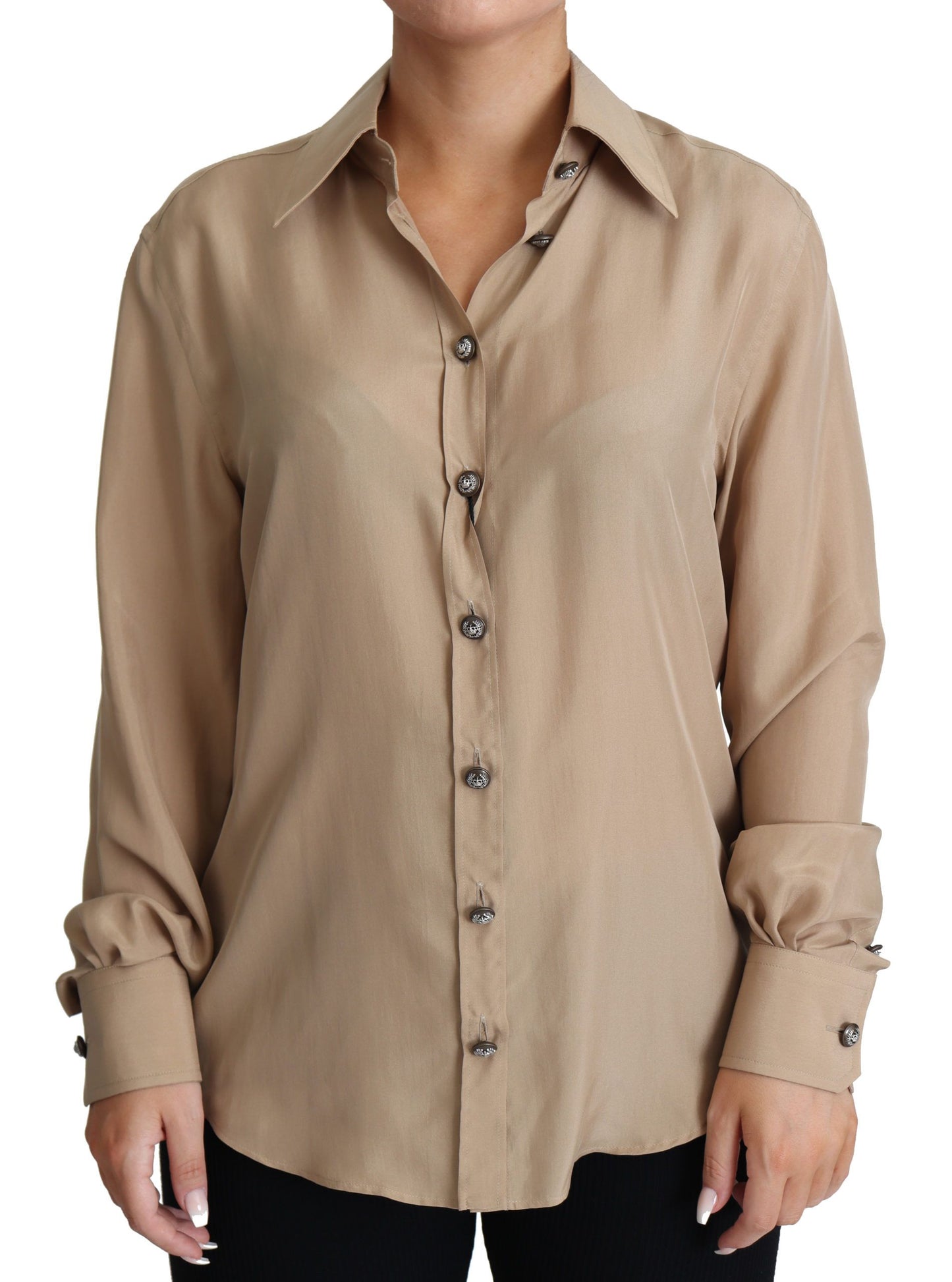 Dolce & Gabbana Elegant Beige Silkeskjorte