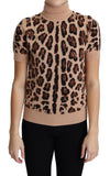 Dolce & Gabbana Elegant Leopardprint Uldtop med Rullekrave
