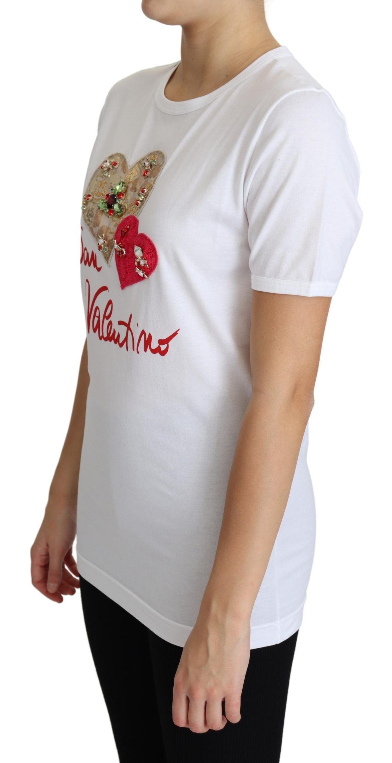 Dolce & Gabbana krystaludsmykket hvid bomulds-T-shirt