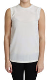 Dolce & Gabbana Elegant Silkebluse med Blondedetaljer Ærmeløs